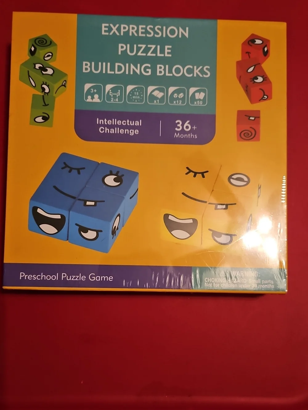 Expression Puzzle Building Blocks - Blue Preschool Puzzle Game